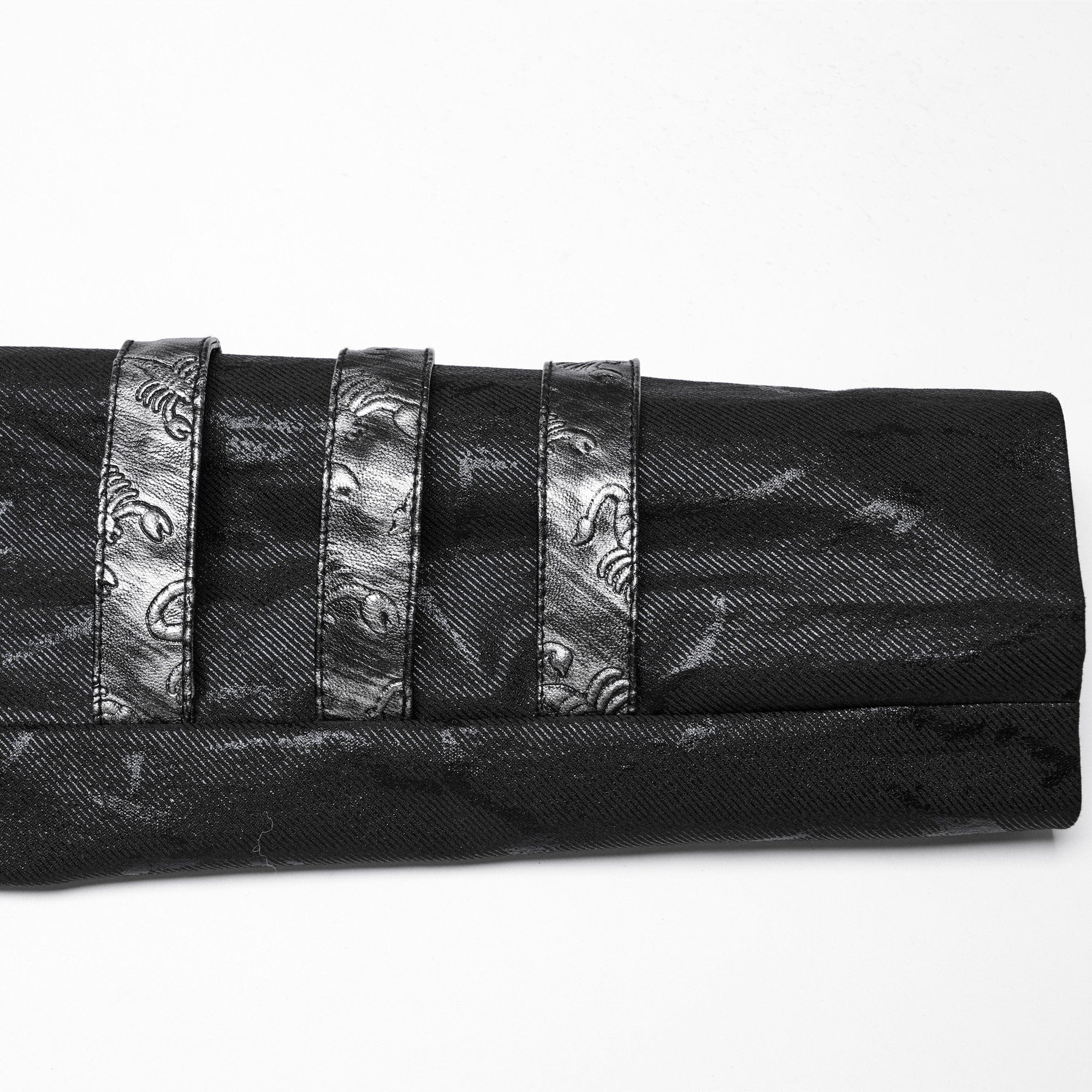 PUNK RAVE Women's Gothic Black Stretch Twill Fabric Chef Faux Leather Coat