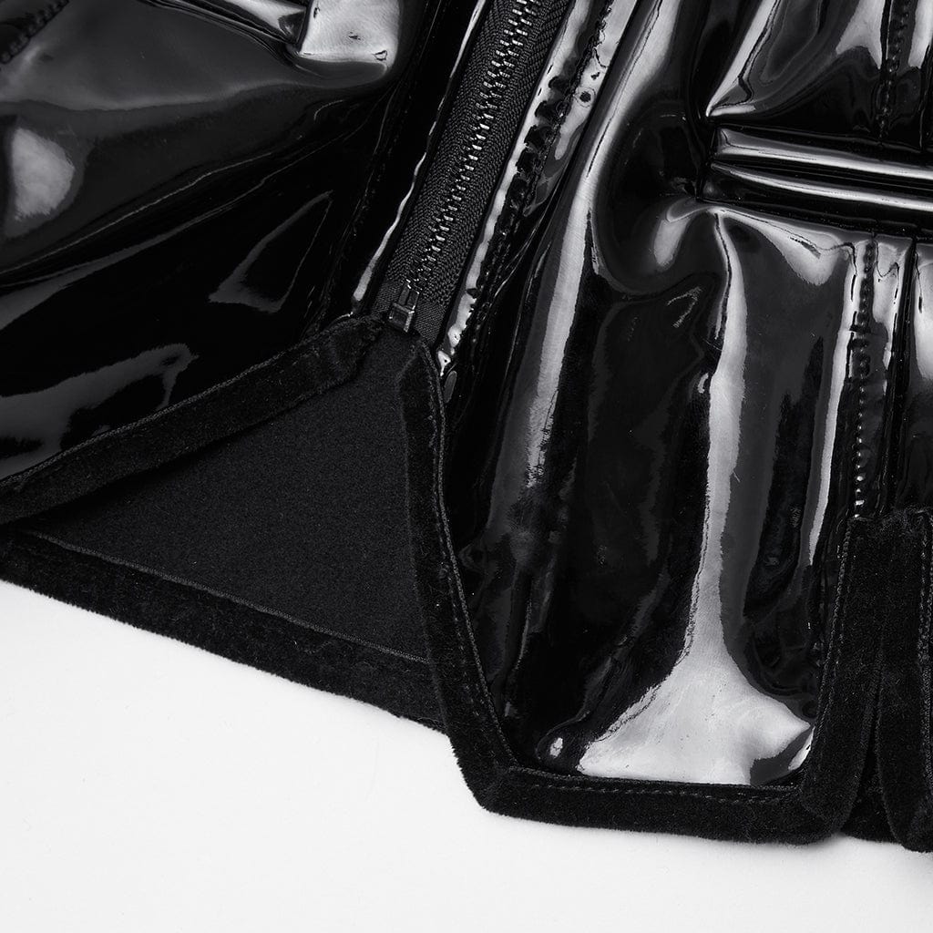 PUNK RAVE Women's Gothic Buckle Strip Faux Leather Vest