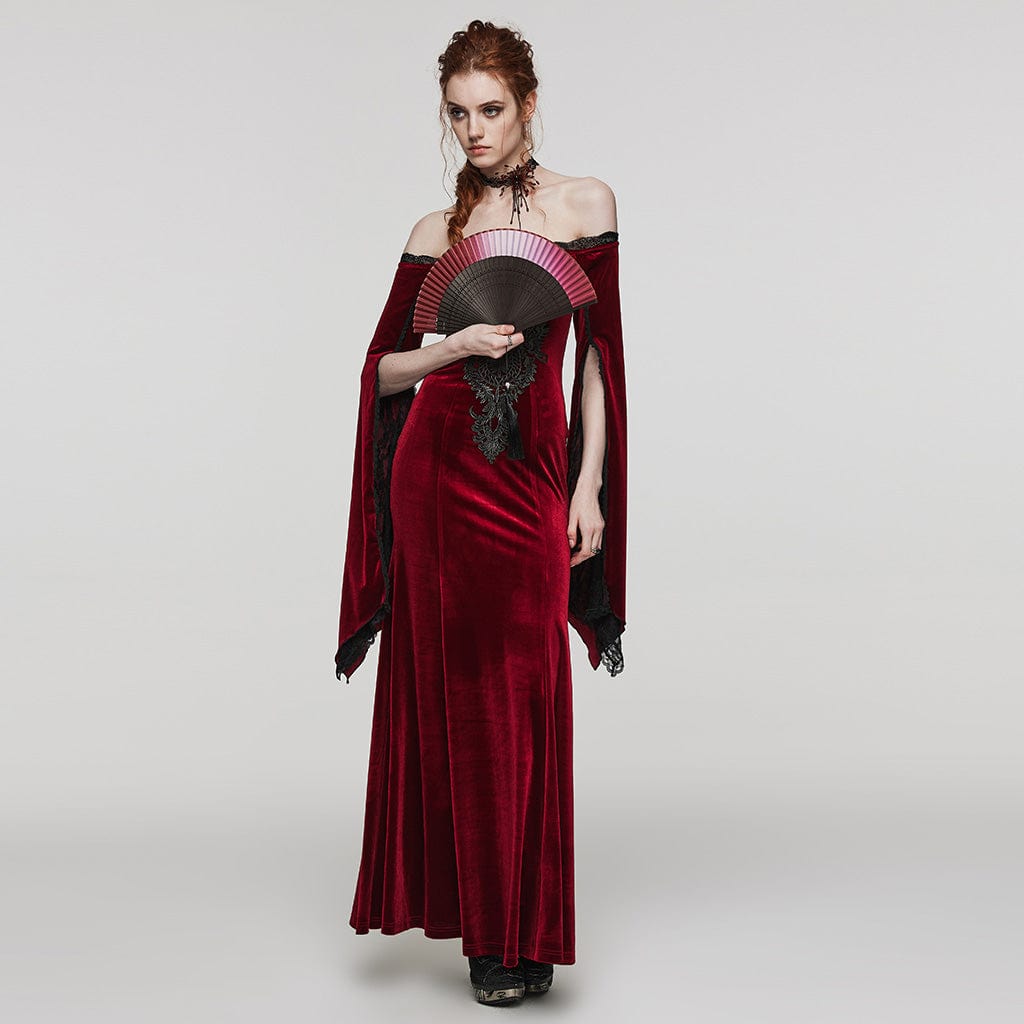 PUNK RAVE Women's Gothic Color Gradient Carving Fan