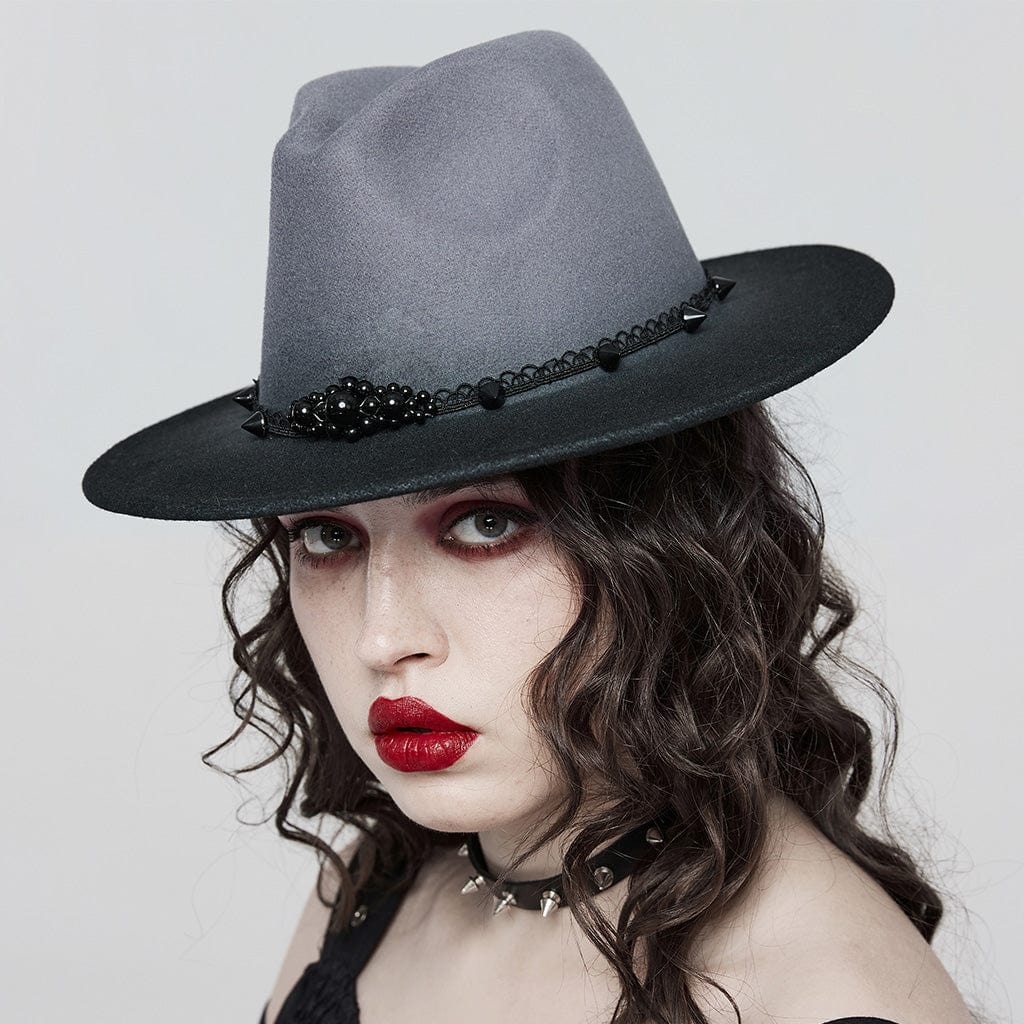 PUNK RAVE Women's Gothic Color Gradient Studded Hat