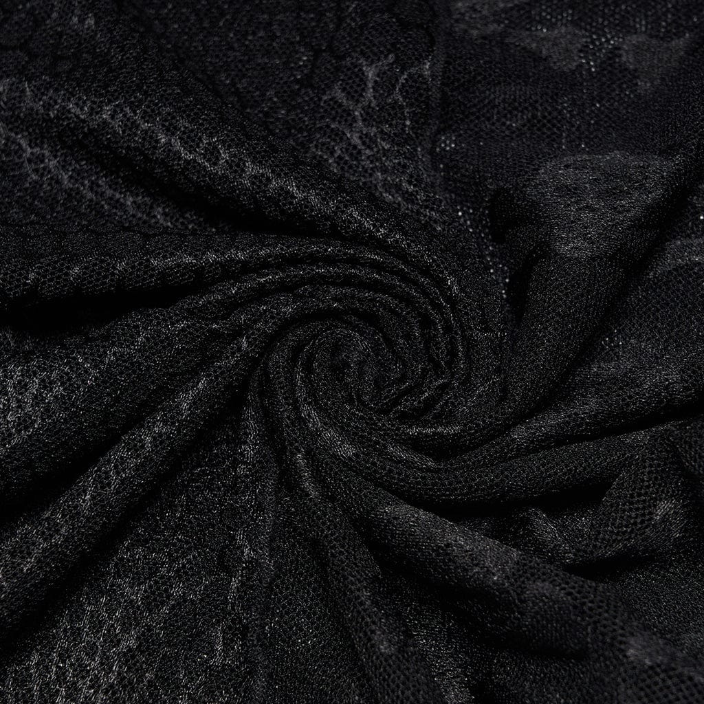 PUNK RAVE Women's Gothic Contrast Color Sheer Floral Lace Shirt