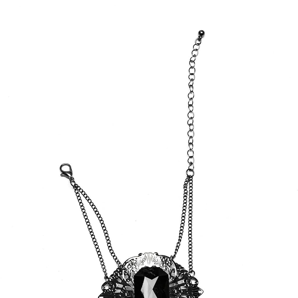 PUNK RAVE Women's Gothic Crosee Beaded Lace Hem Choker