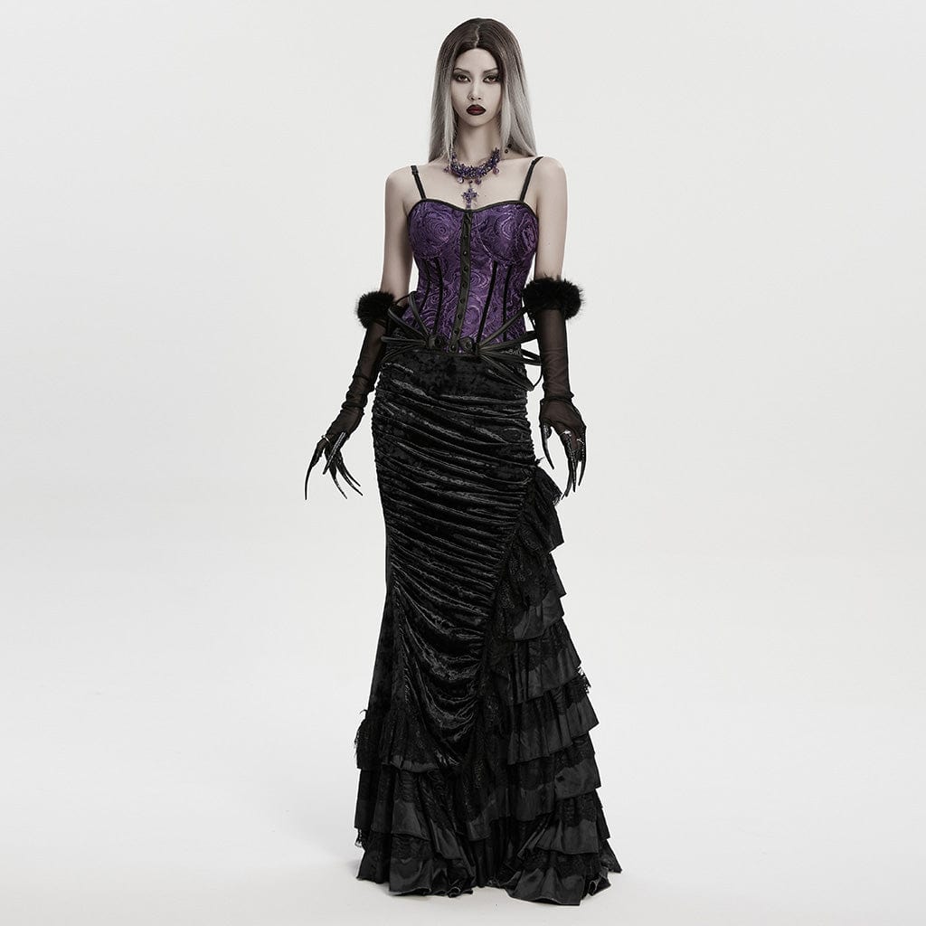 PUNK RAVE Women's Gothic Cross Beaded Necklace Violet