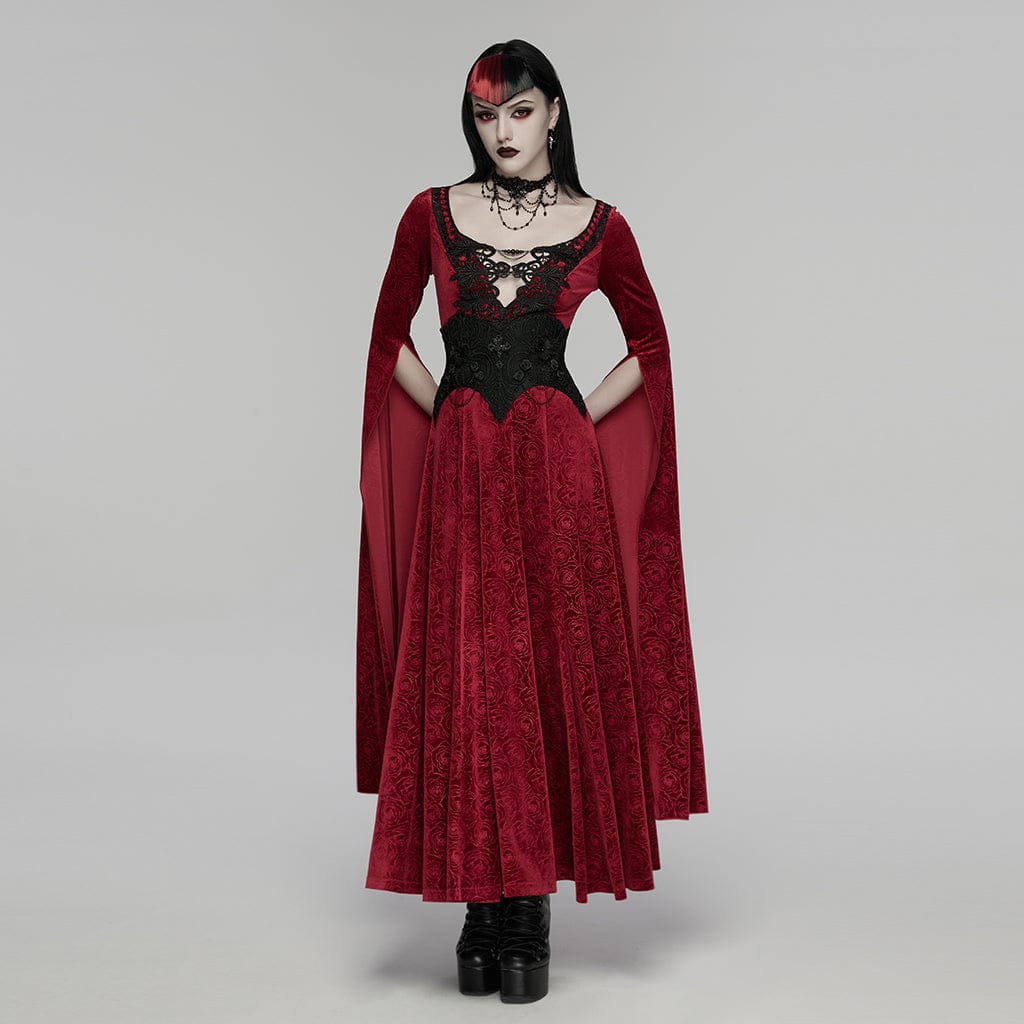 PUNK RAVE Women's Gothic Cross Floral Chained Underbust Corset