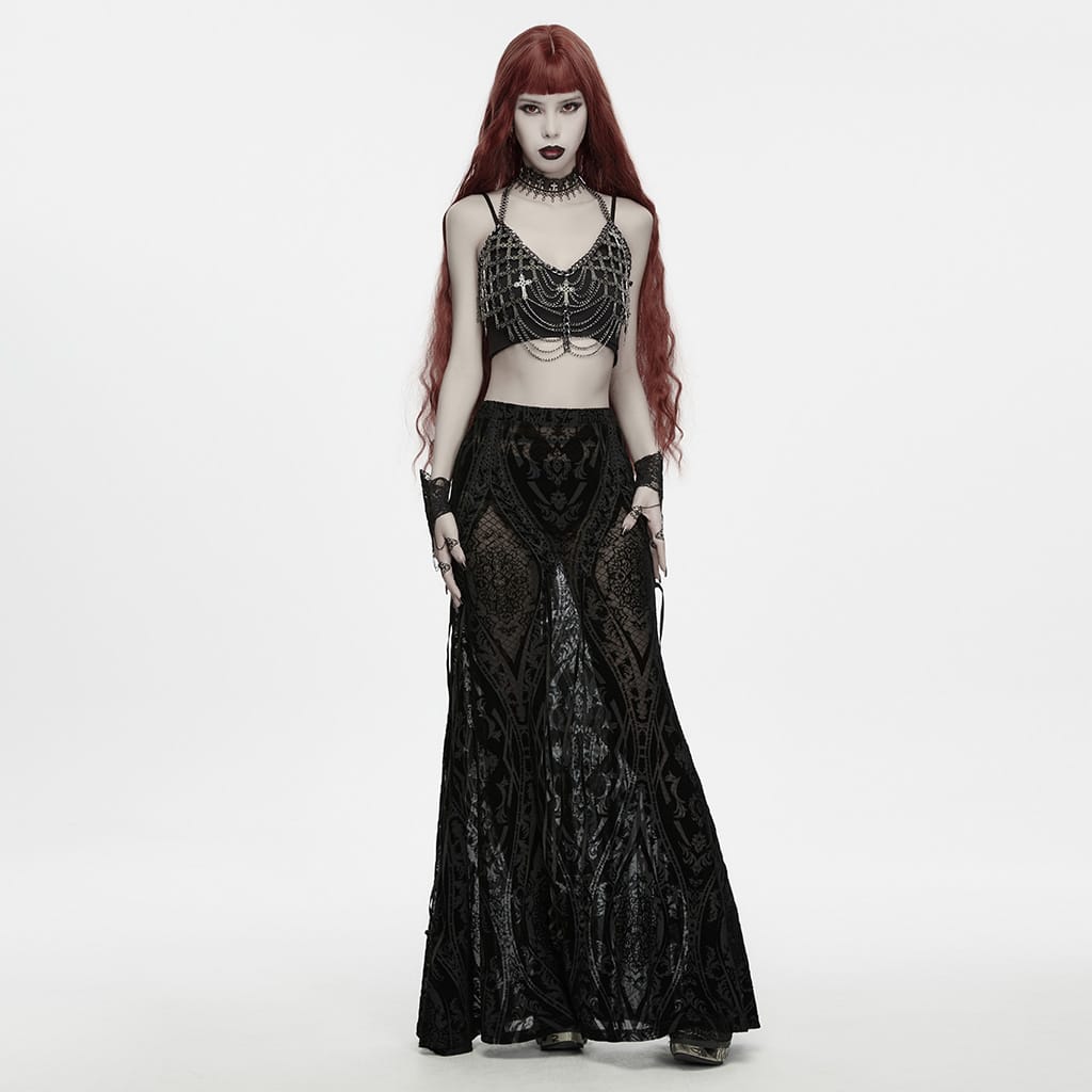 PUNK RAVE Women's Gothic Cross Layered Chain Chest Body Harness