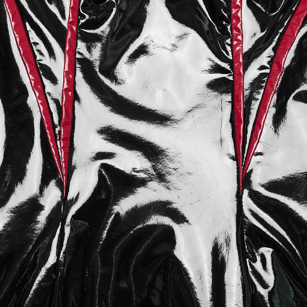 PUNK RAVE Women's Gothic Cutout Side Slit Buckle Maxi Dress Black-Red