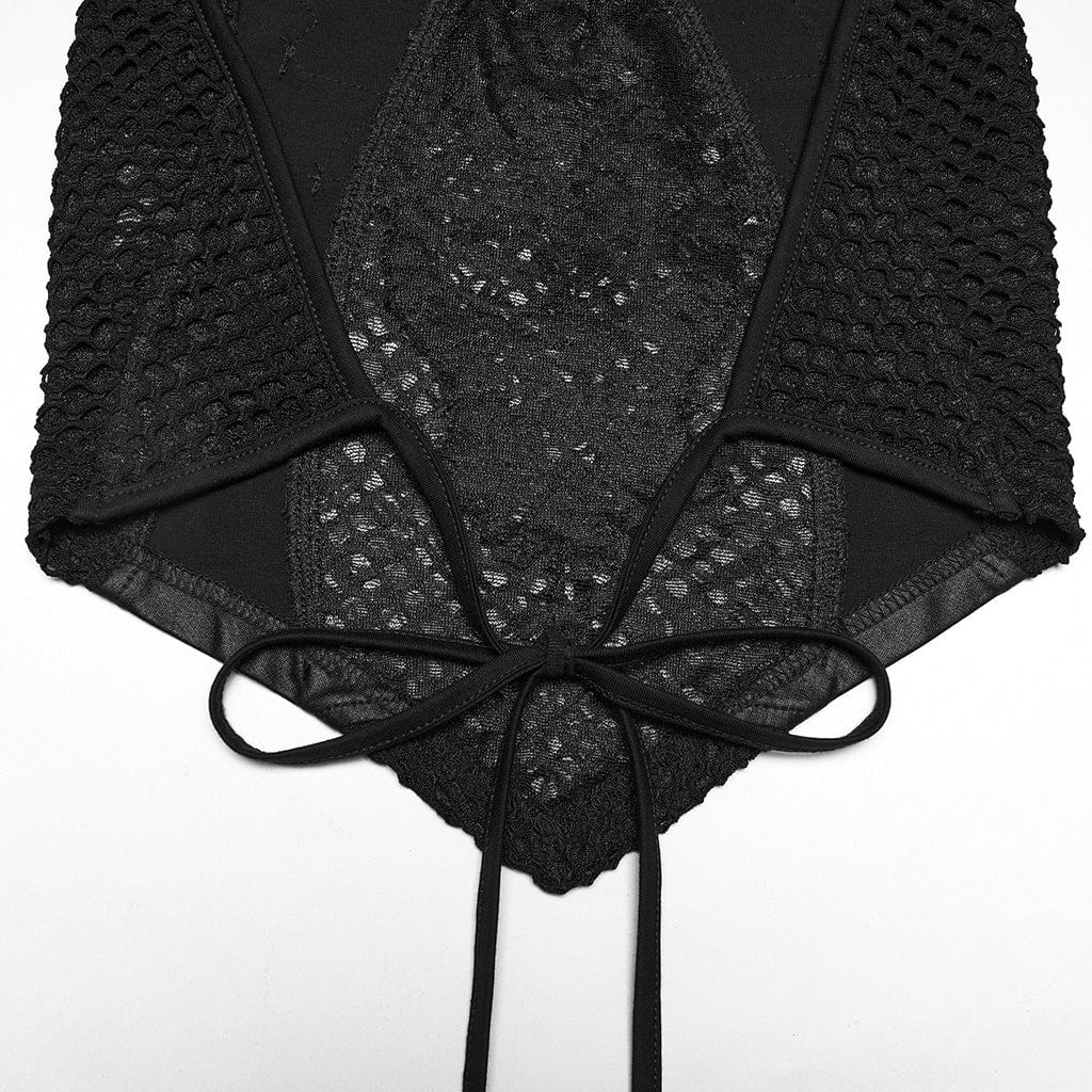 PUNK RAVE Women's Gothic Embroidered Halterneck Bustier