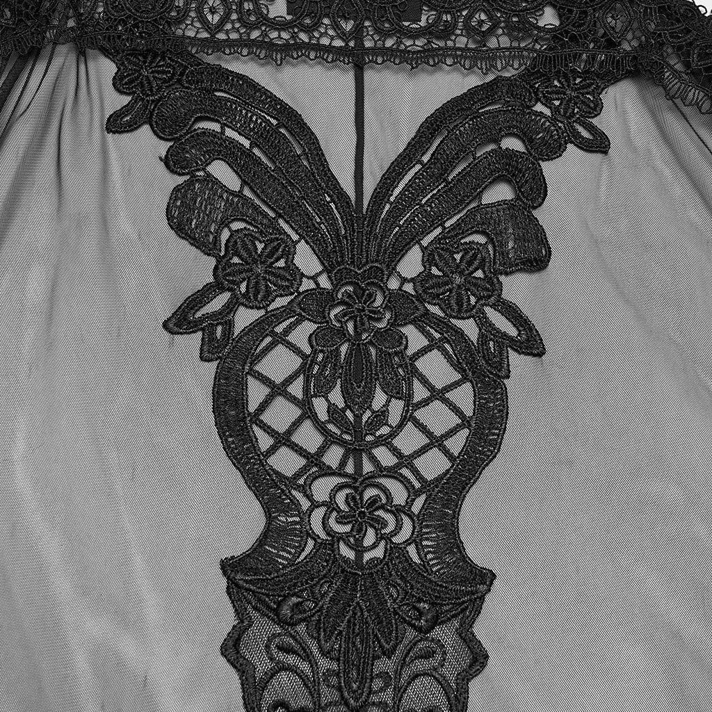 PUNK RAVE Women's Gothic Embroidered Hooded Cloak