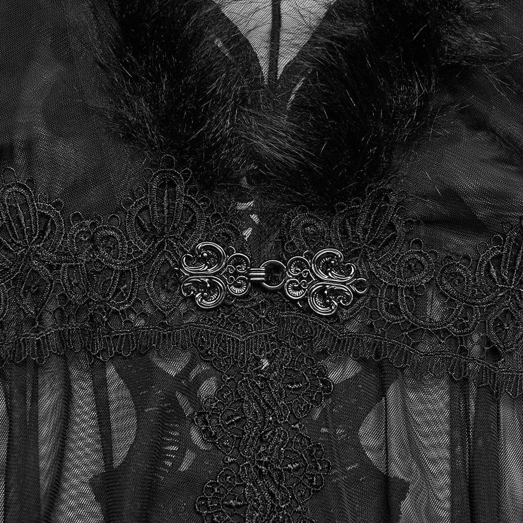 PUNK RAVE Women's Gothic Embroidered Hooded Cloak