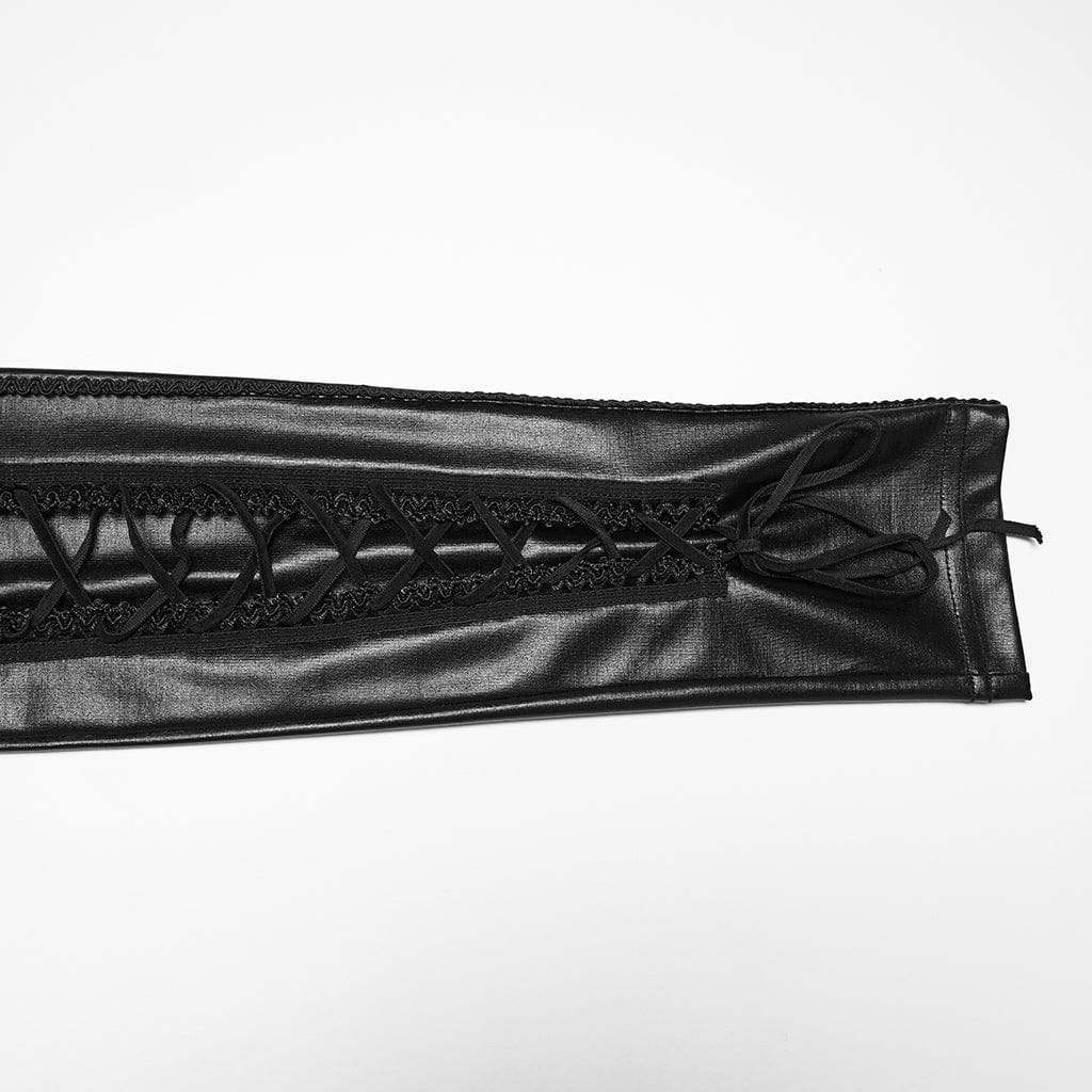 PUNK RAVE Women's Gothic Embroidered Sheer Leggings