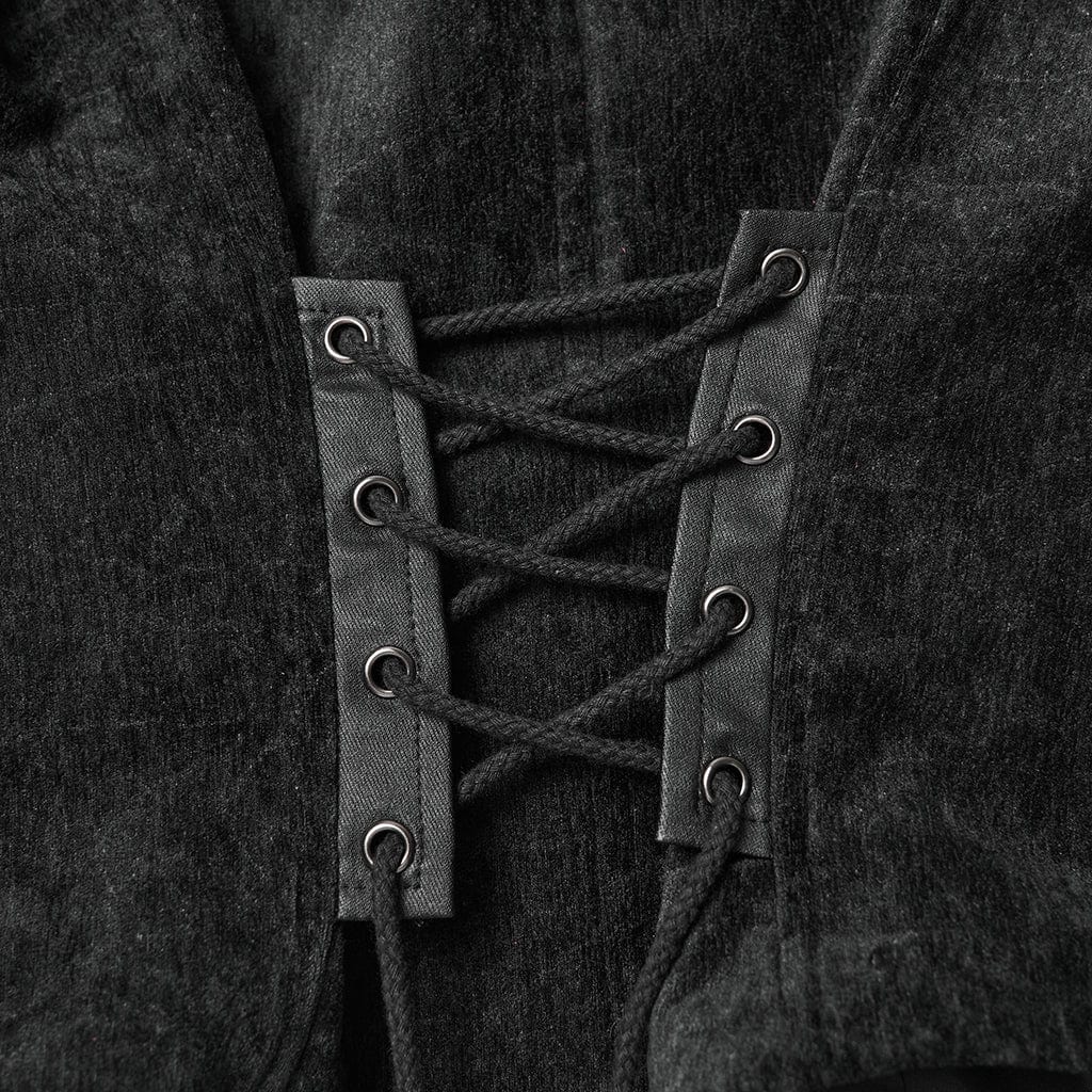 PUNK RAVE Women's Gothic Eyelet Buckle Lace-up Vest