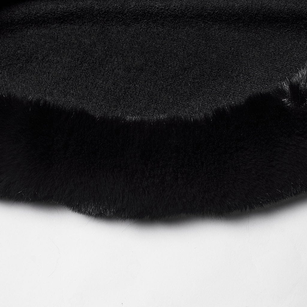 PUNK RAVE Women's Gothic Faux Fur Embroidered Witchy Cloak