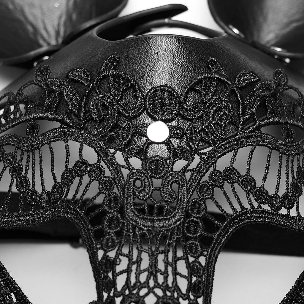 PUNK RAVE Women's Gothic Faux Leather Bunny Mask