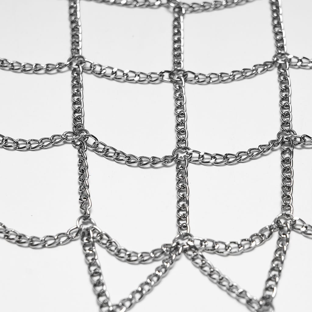 PUNK RAVE Women's Gothic Feather Chain Cobweb Masquerade Mask Silver