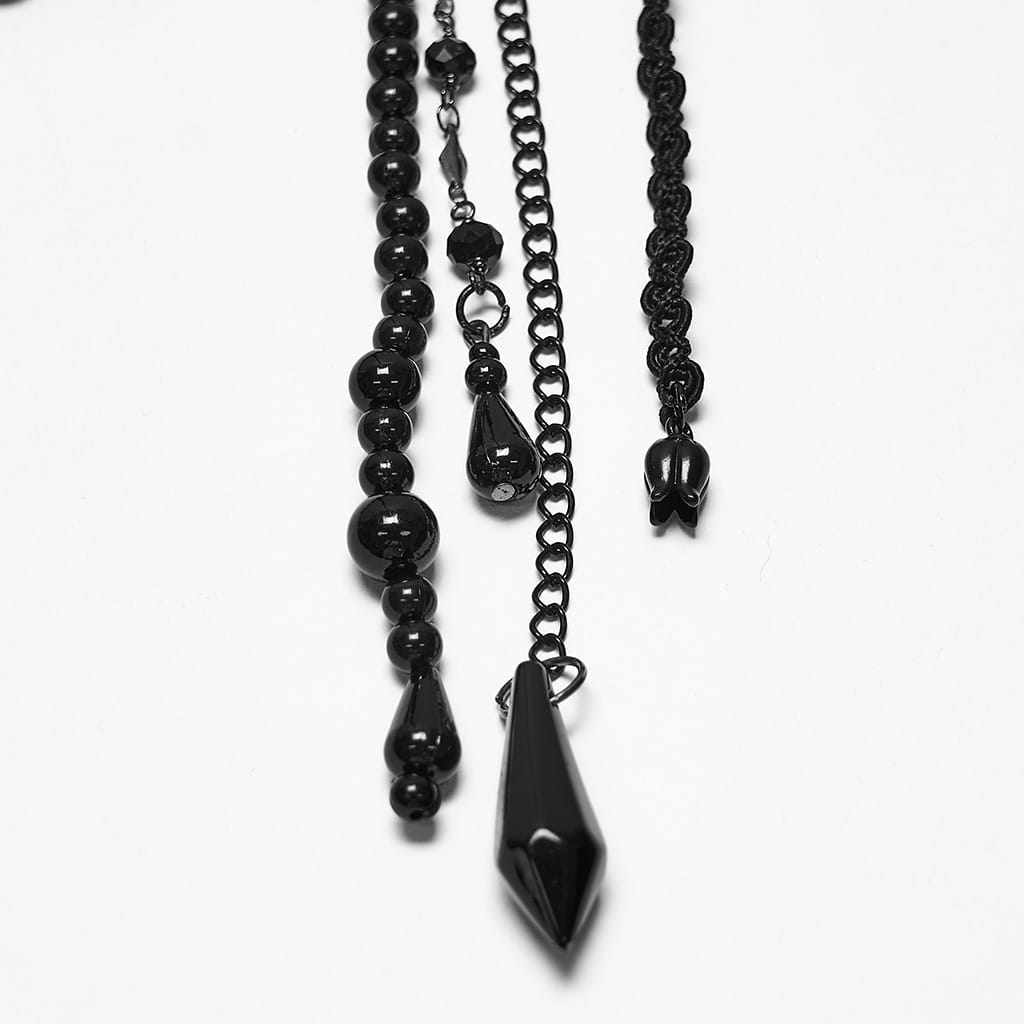 PUNK RAVE Women's Gothic Floral Beaded Chain Mask