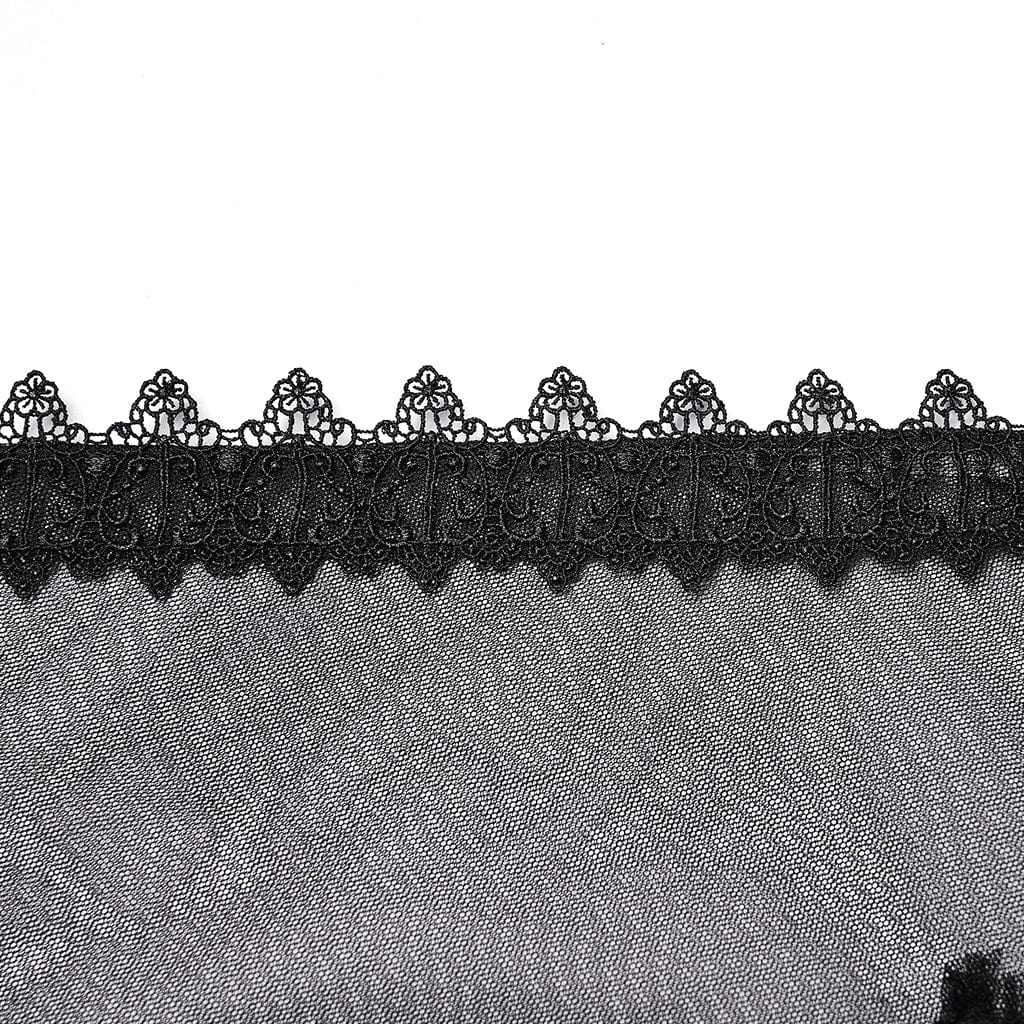 PUNK RAVE Women's Gothic Floral Crochet Multilayer Mesh Skirt