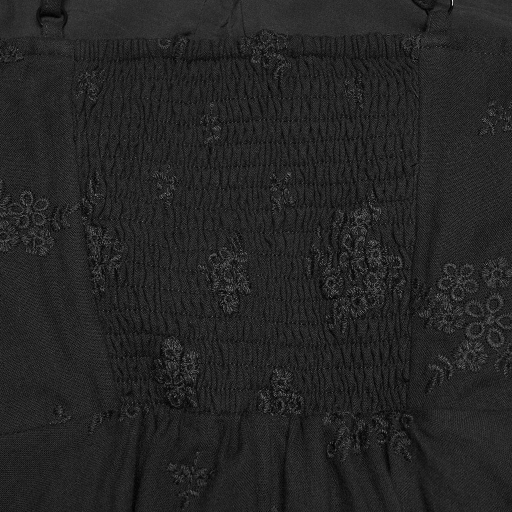 PUNK RAVE Women's Gothic Floral Embroidered Asymmetric Slip Dress