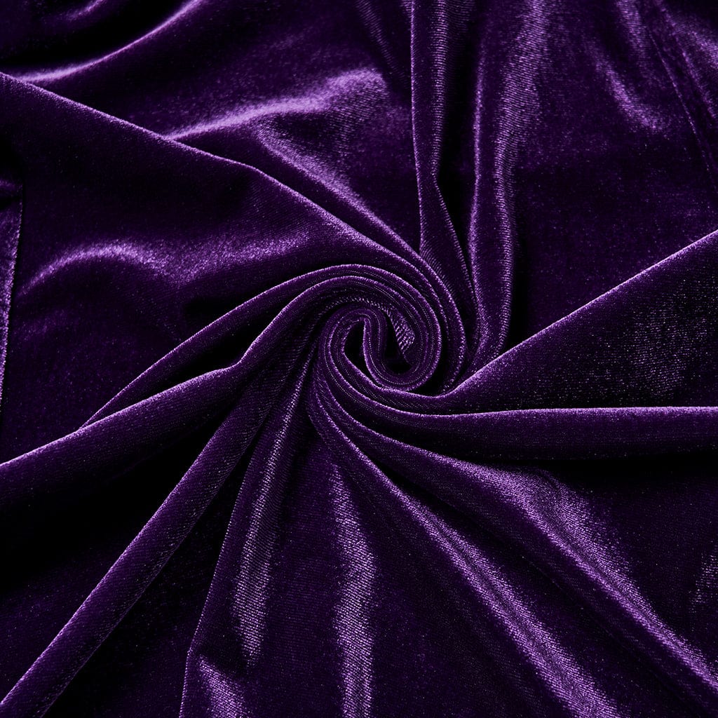 PUNK RAVE Women's Gothic Floral Embroidered Mesh Splice Maxi Dress Violet