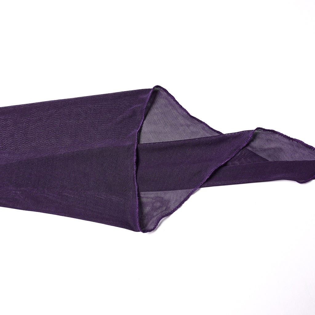 PUNK RAVE Women's Gothic Floral Embroidered Mesh Splice Maxi Dress Violet