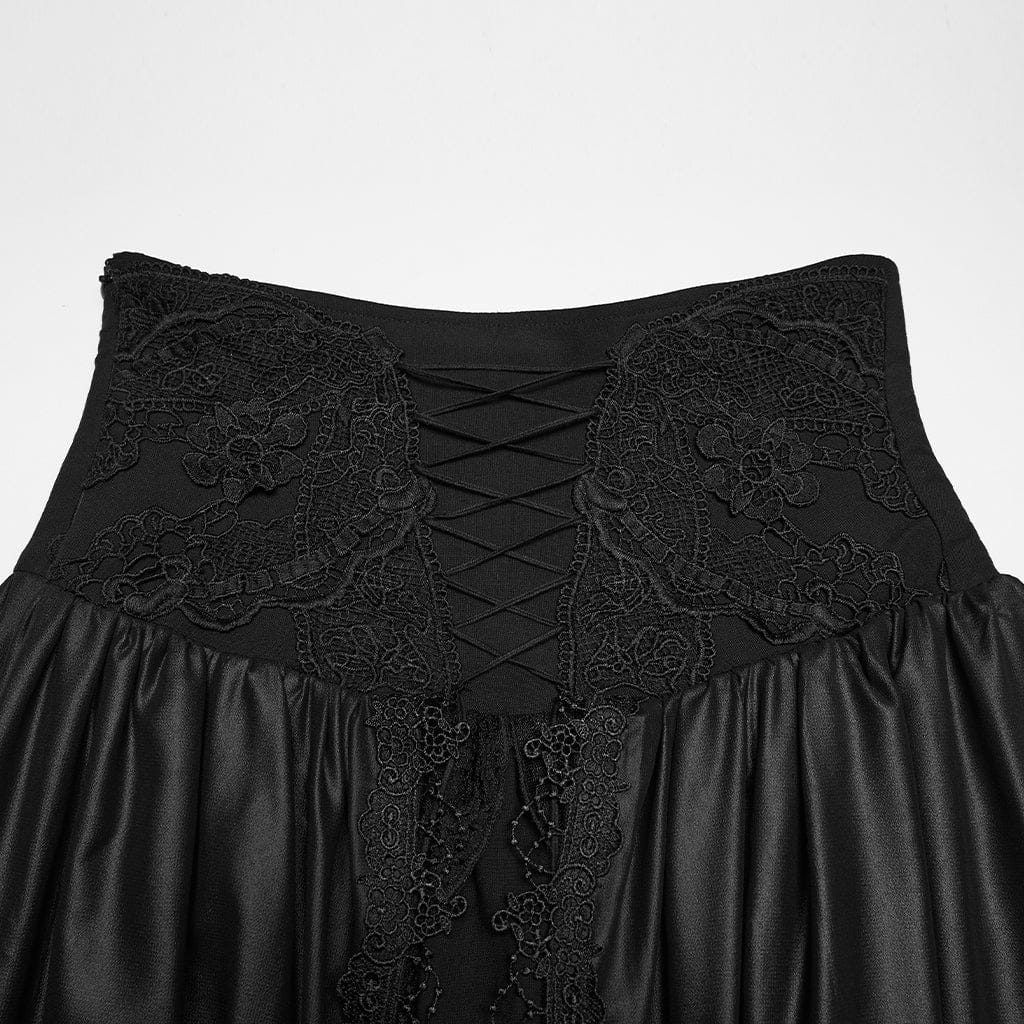 PUNK RAVE Women's Gothic Floral Embroidered Multilayered Skirt