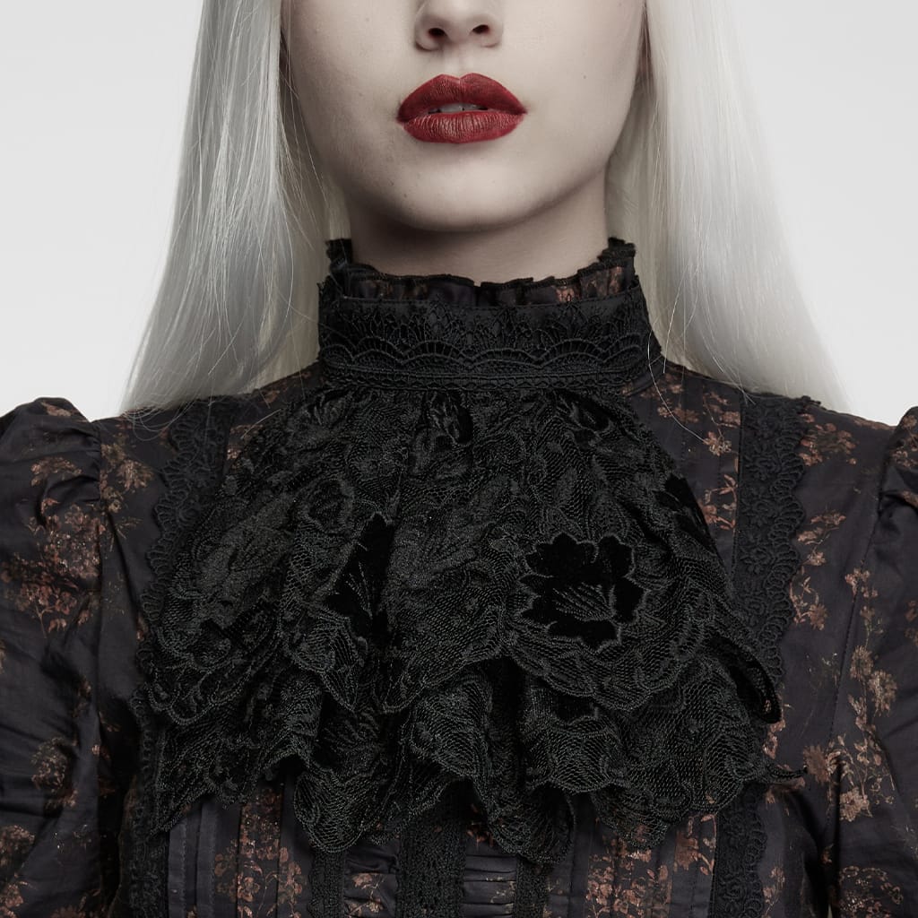 PUNK RAVE Women's Gothic Floral Lace Collar