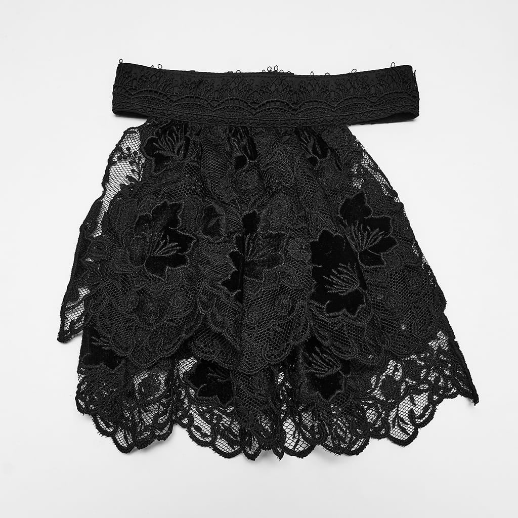 PUNK RAVE Women's Gothic Floral Lace Collar