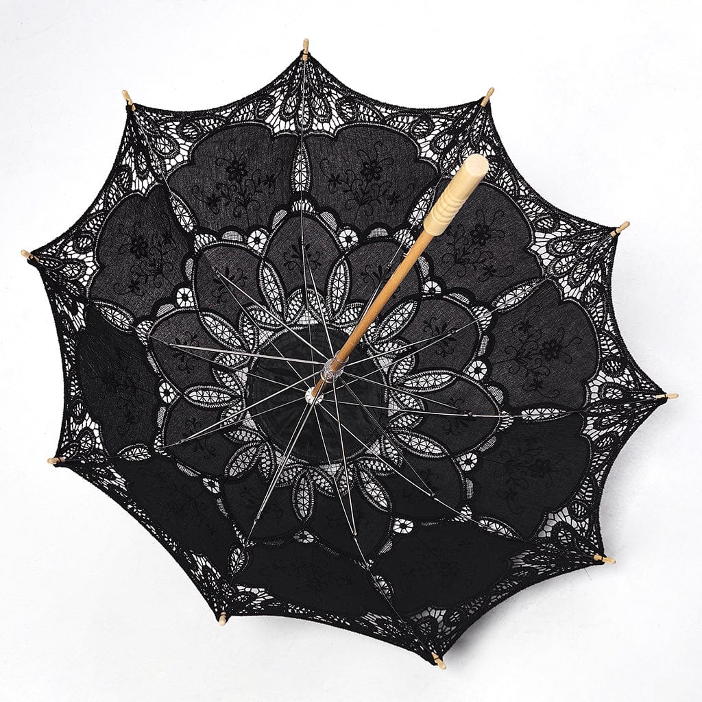 PUNK RAVE Women's Gothic Floral Lace Umbrella