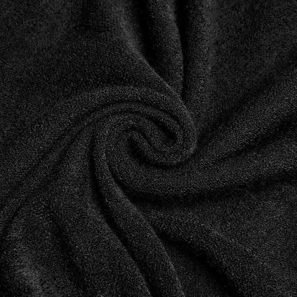 PUNK RAVE Women's Gothic Fluffy Hooded Winter Cloak Black