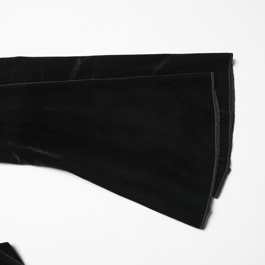 PUNK RAVE Women's Gothic Heart Embroideried Long Sleeved Top Black