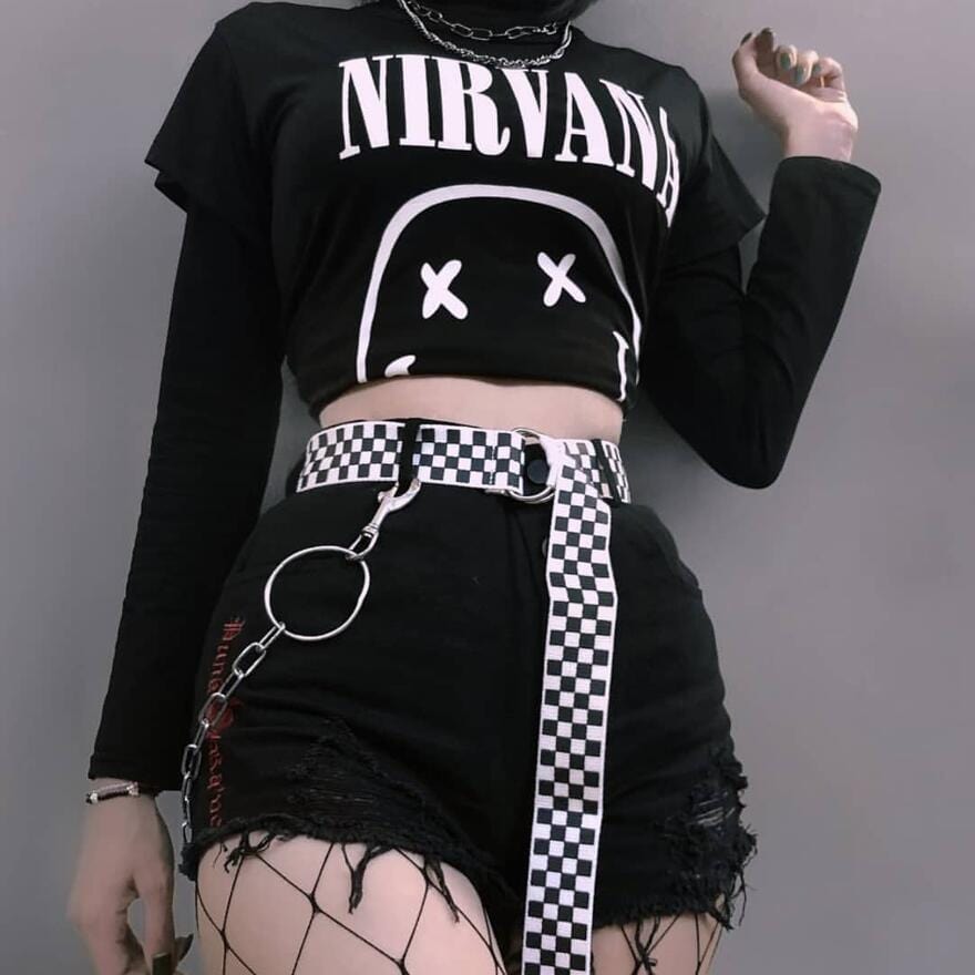 PUNK RAVE Women's Gothic High Waisted Bottoms Ripped Shorts