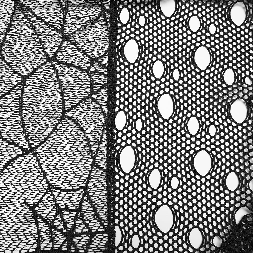 PUNK RAVE Women's Gothic Irregular Bat&Cobweb Mesh Skirt