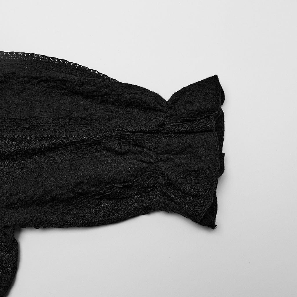 PUNK RAVE Women's Gothic Irregular Puff Sleeved Lace Dress