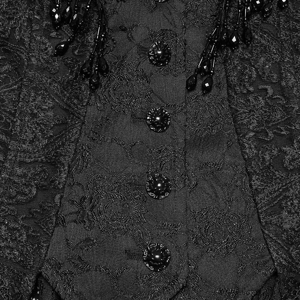 PUNK RAVE Women's Gothic Jacquard Lace Beaded Vest