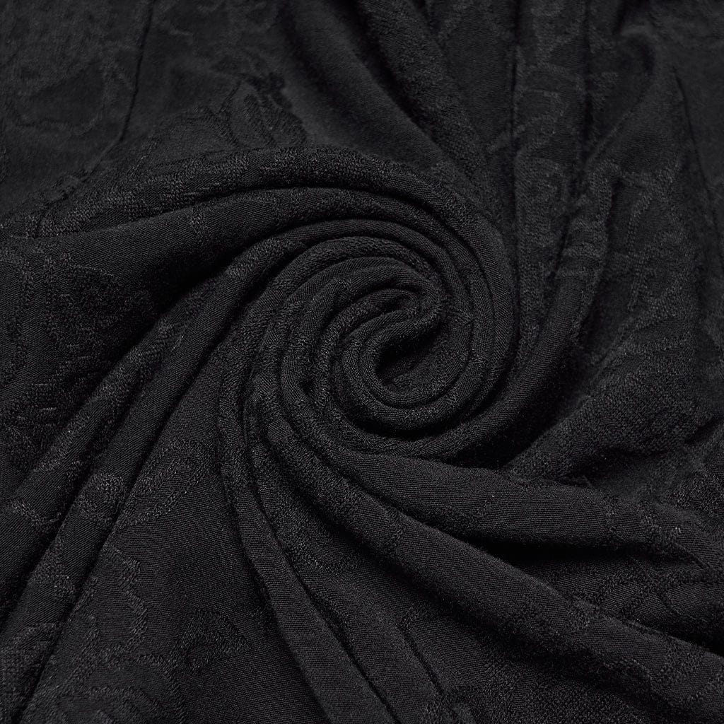 PUNK RAVE Women's Gothic Jacquard Plunging Ruched Halterneck Dress