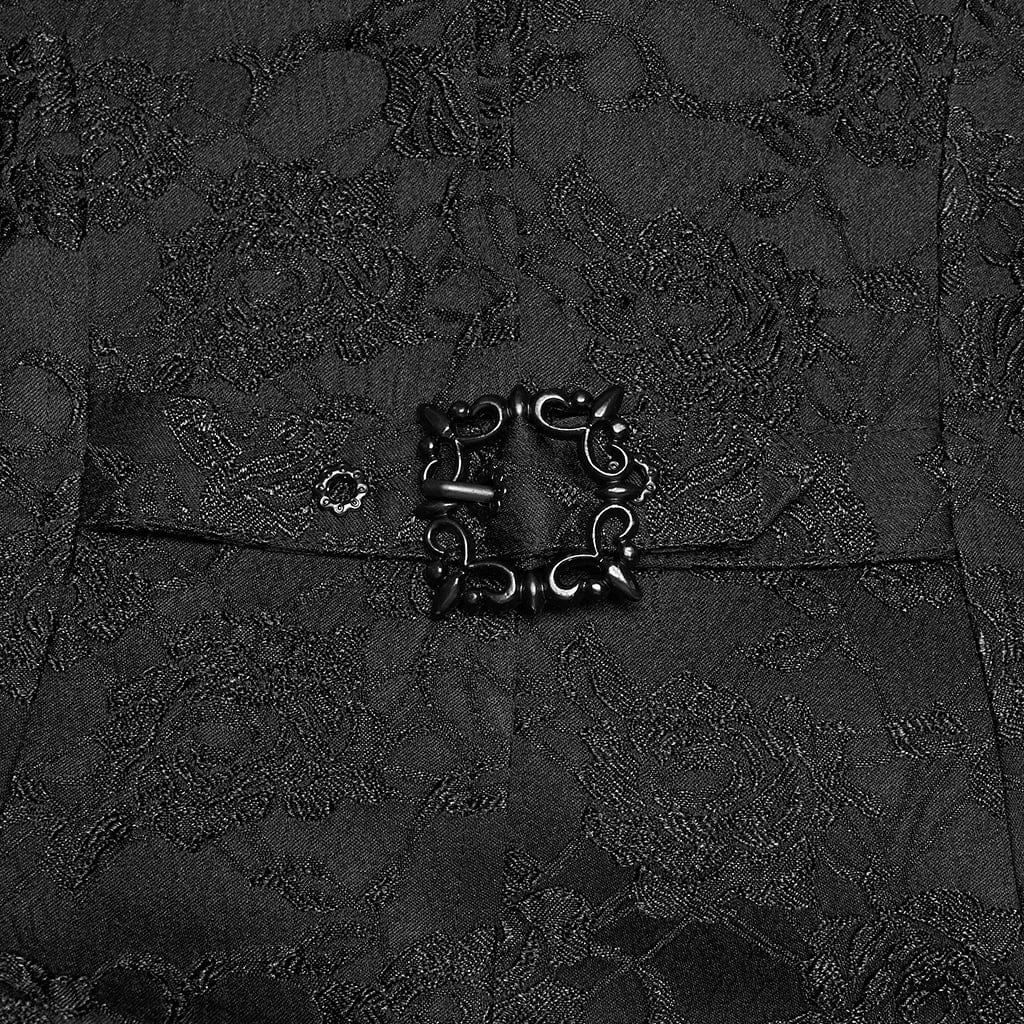 PUNK RAVE Women's Gothic Jacquard Ruffled Layered Skirt Vest