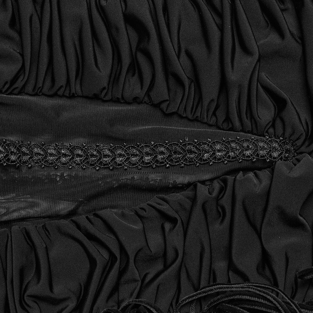 PUNK RAVE Women's Gothic Lace Sheer Wrapped Hip Long Skirt