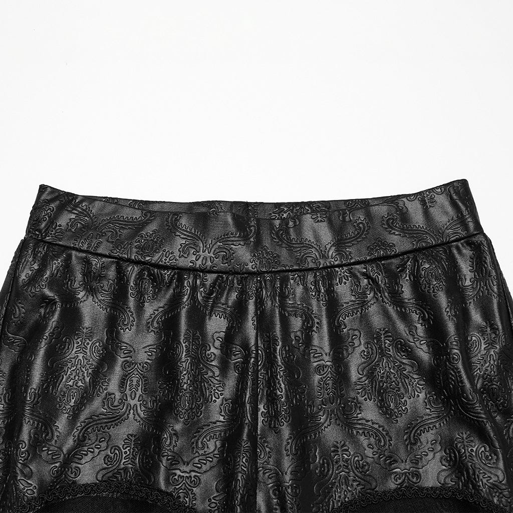 PUNK RAVE Women's Gothic Lace Splice Embossed Leggings