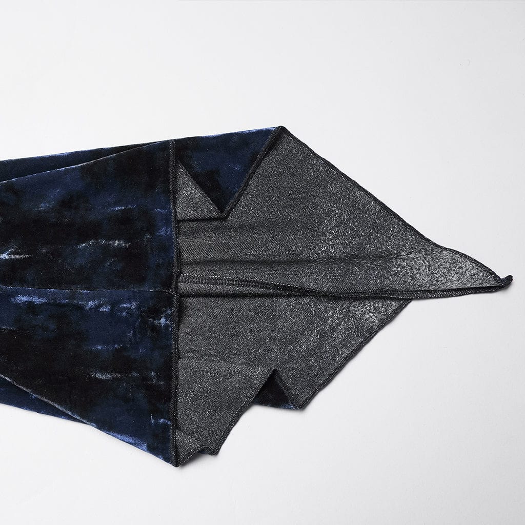 PUNK RAVE Women's Gothic Lace Splice Lace-up Flared Sleeved Shirt Blue