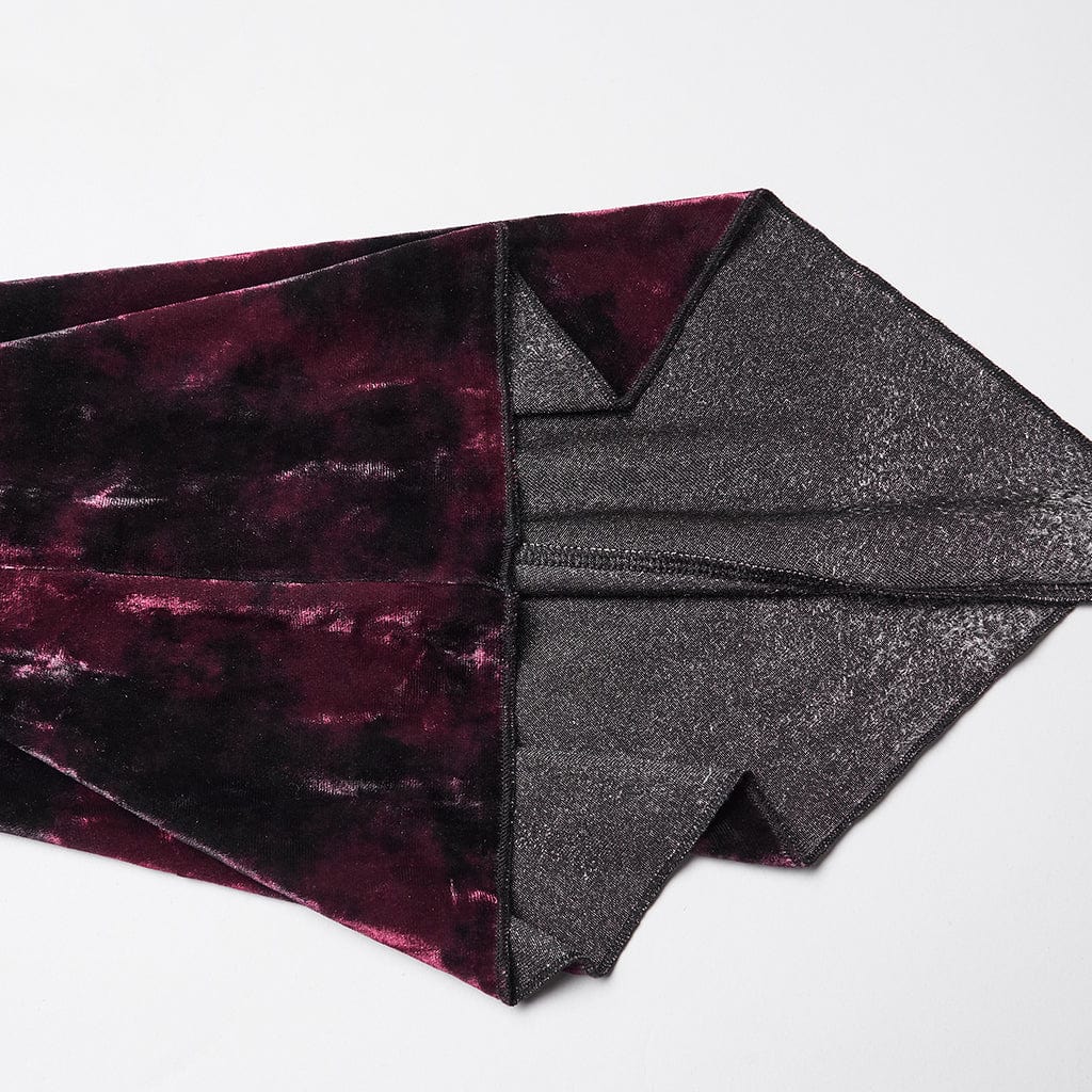 PUNK RAVE Women's Gothic Lace Splice Lace-up Flared Sleeved Shirt Red