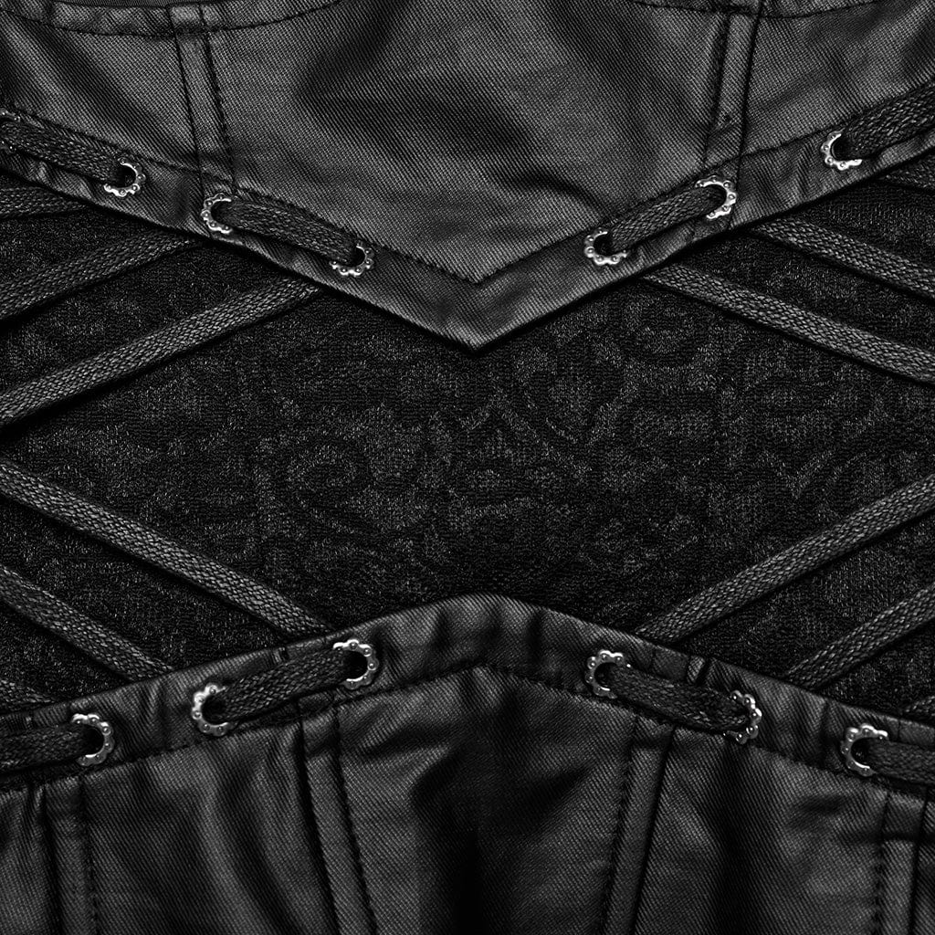 PUNK RAVE Women's Gothic Lace Splice Lace-up Underbust Corset