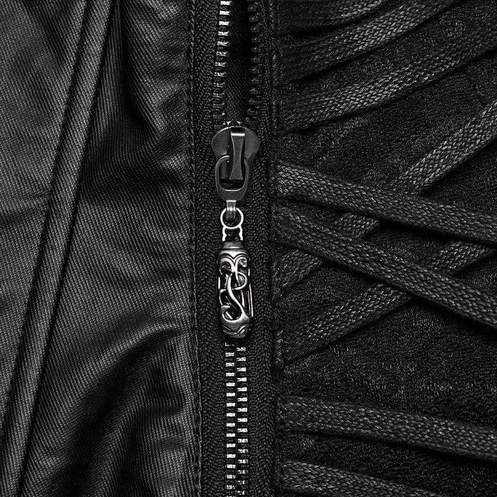 PUNK RAVE Women's Gothic Lace Splice Lace-up Underbust Corset