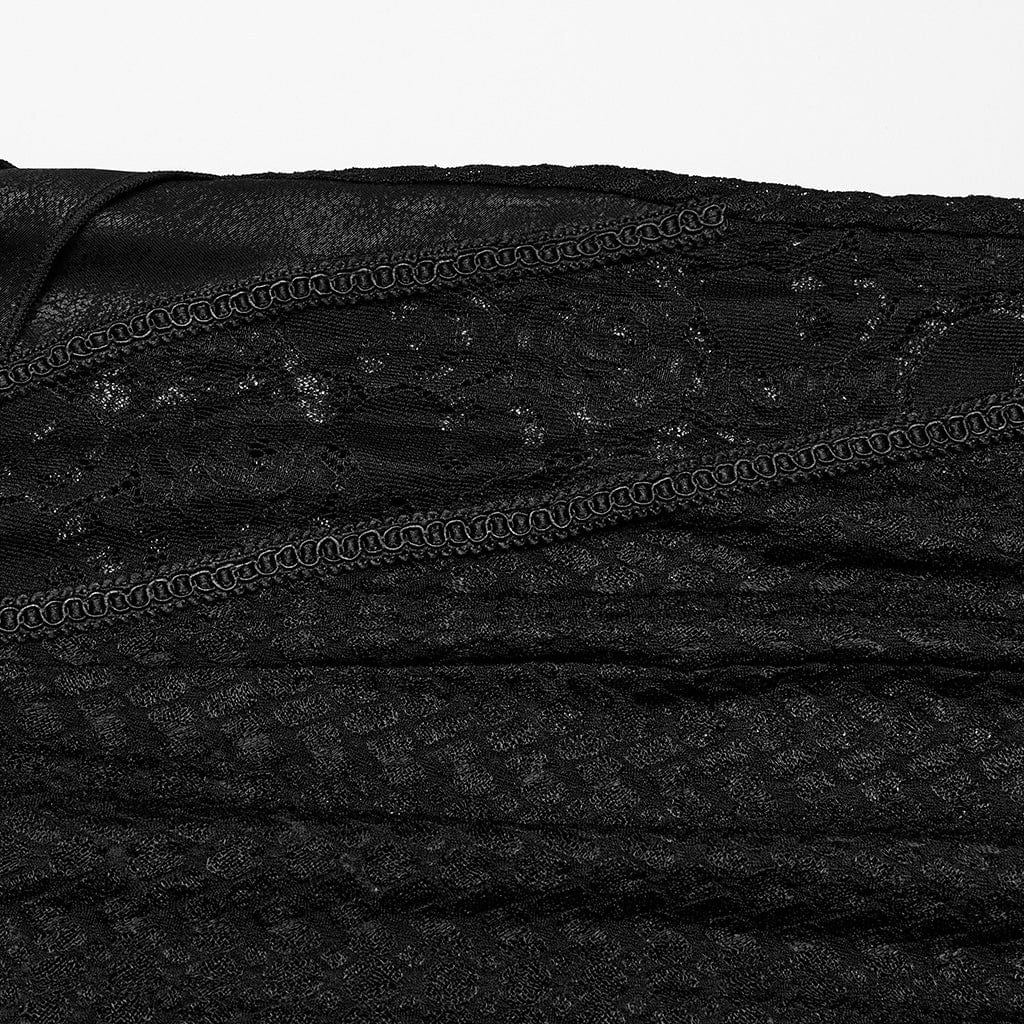 PUNK RAVE Women's Gothic Lace Splice Sheer Fishtail Dress