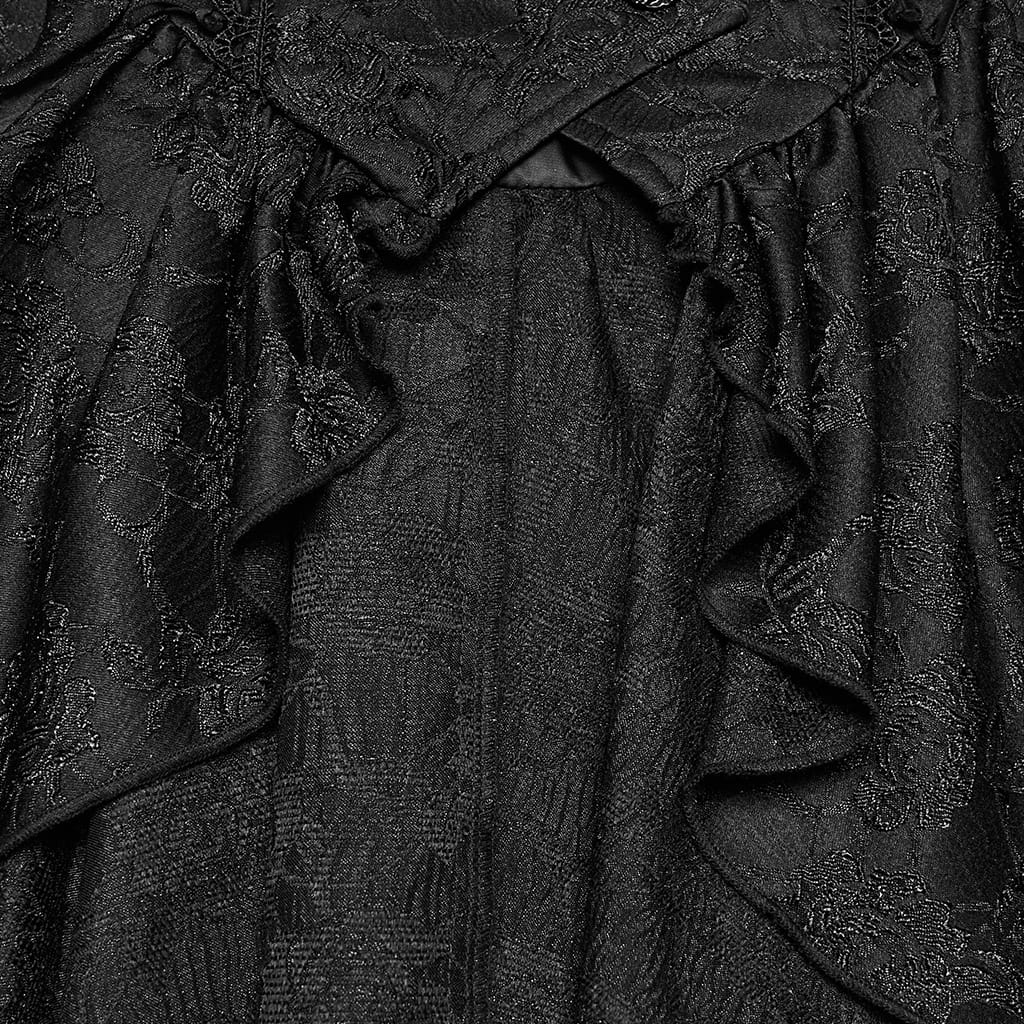PUNK RAVE Women's Gothic Lace-up Cutout Irregular Hem Jacquard Vest