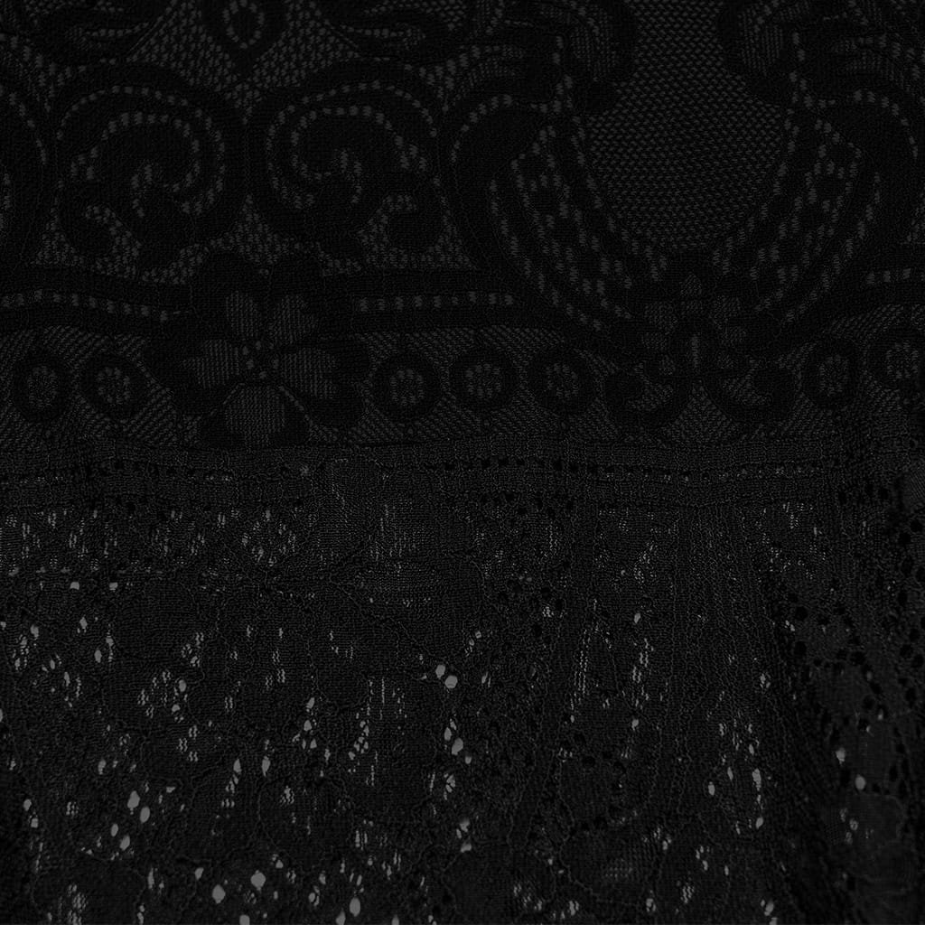 PUNK RAVE Women's Gothic Lace-up Floral Midi Skirt