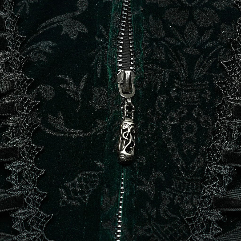 PUNK RAVE Women's Gothic Lace-up Lace Hem Underbust Corset