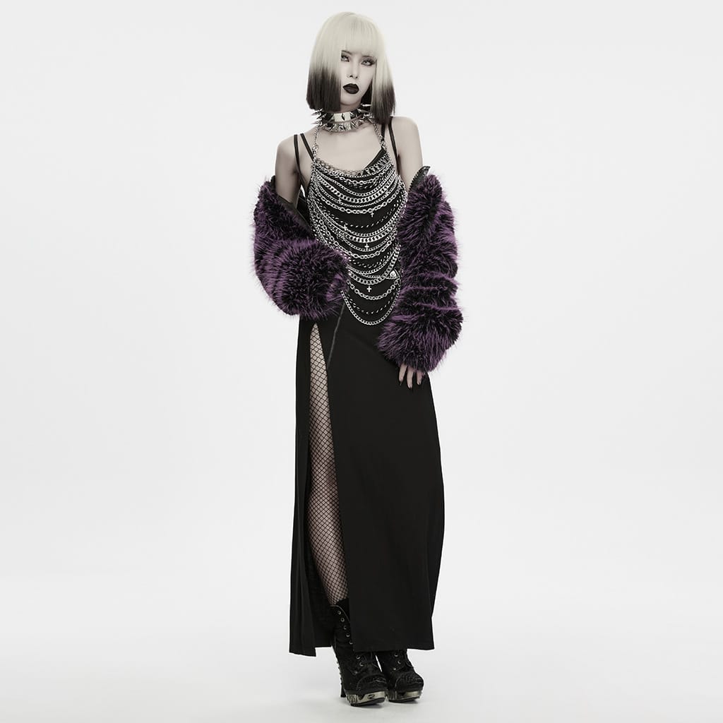 PUNK RAVE Women's Gothic Layered Chain Cross Halter Body Harness
