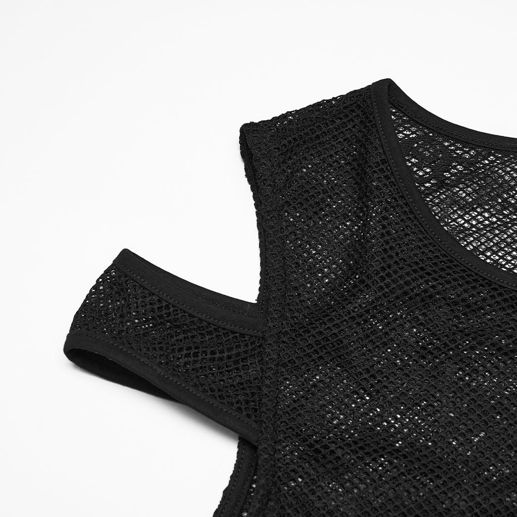 PUNK RAVE Women's Gothic Mesh Sheer Cutout Short Dress