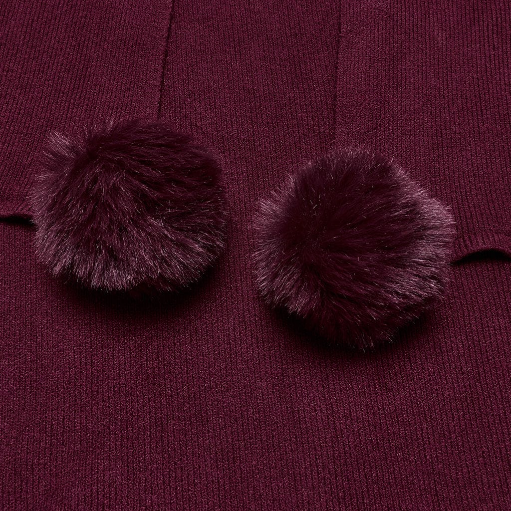 PUNK RAVE Women's Gothic Moon Printed Fluffy Splice Coat Red