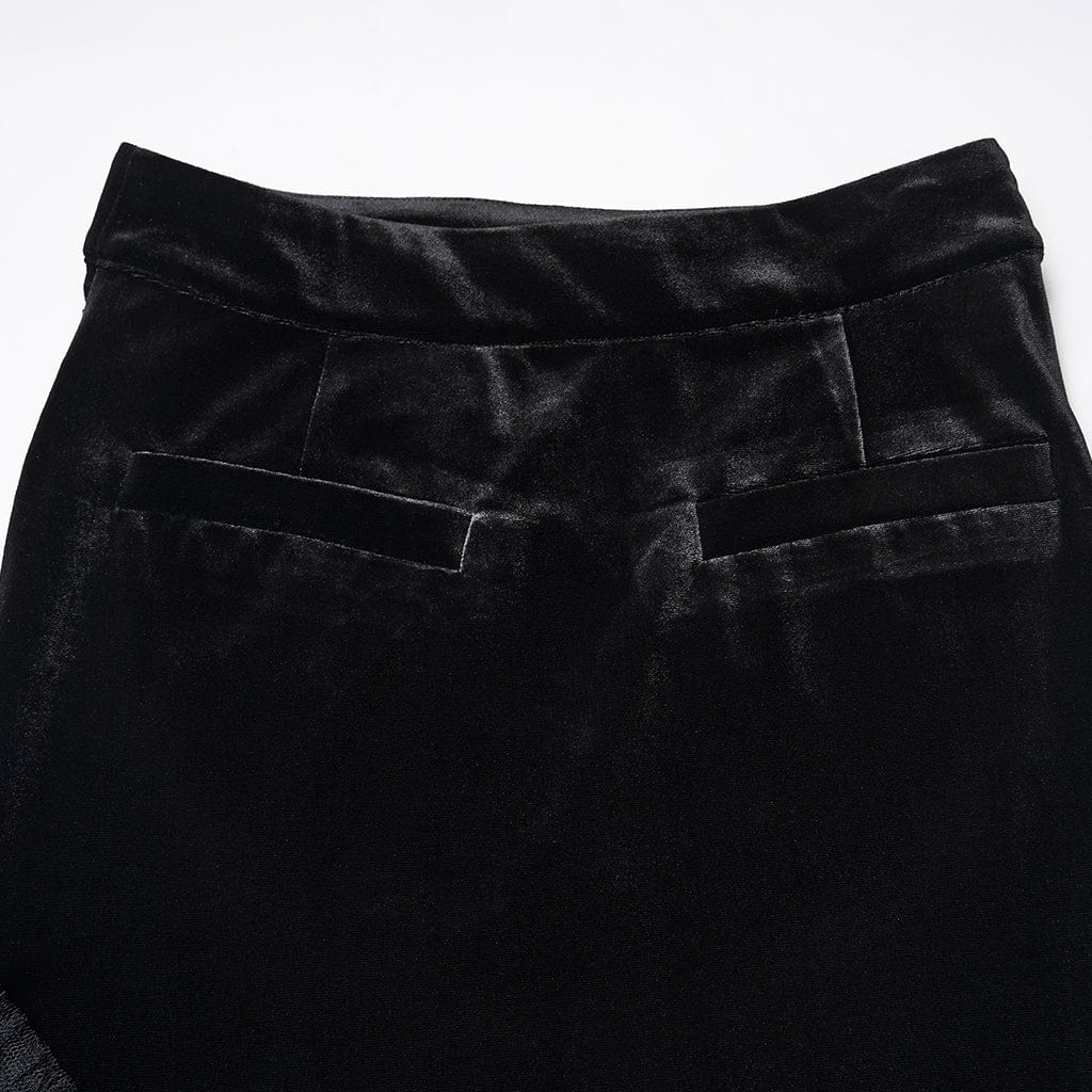 PUNK RAVE Women's Gothic Multilayer Hem Ruched Skirt Black