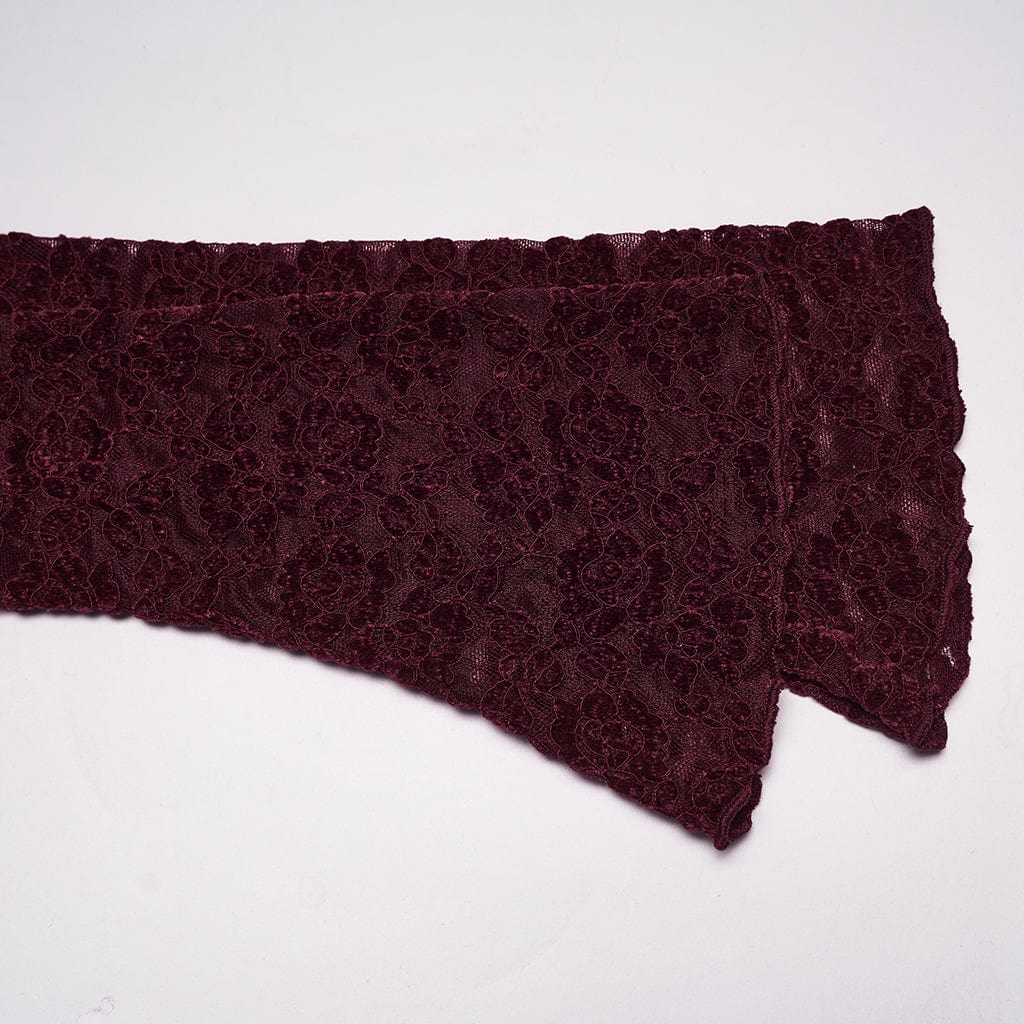 PUNK RAVE Women's Gothic Plunging Sheer Lace Shirt Red